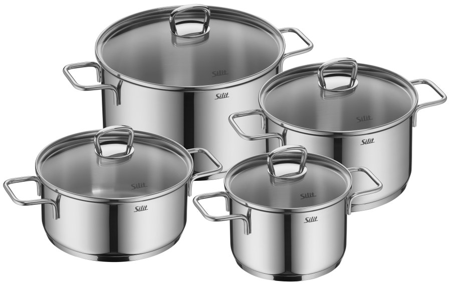 Silit Alicante stainless steel pot set with glass lids