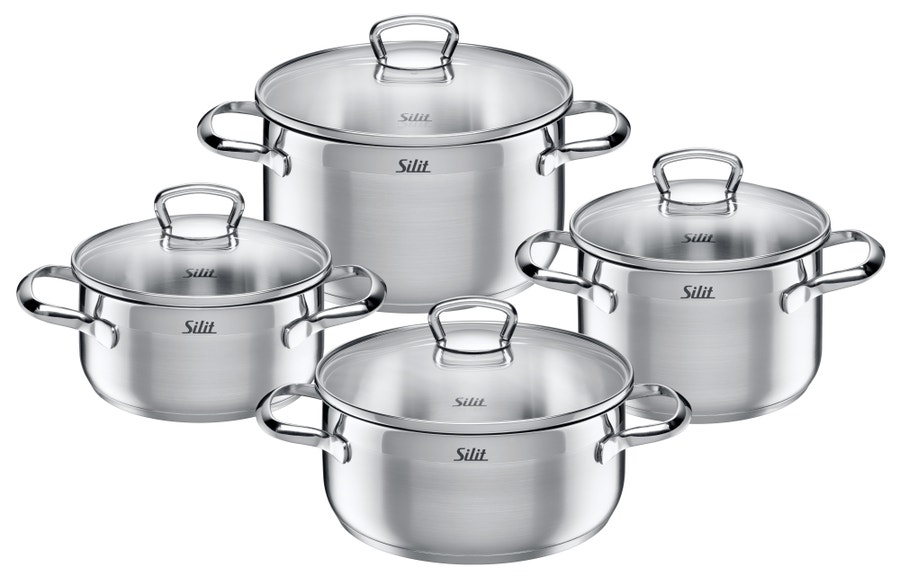 Silit Toskana stainless steel pot set with glass lids